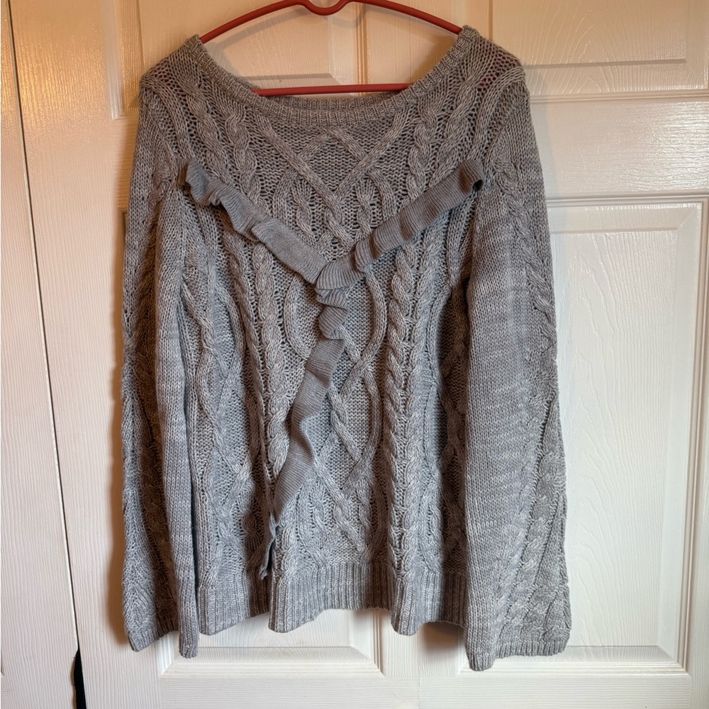 Lauren Conrad Light Gray Cable Knit Sweater
